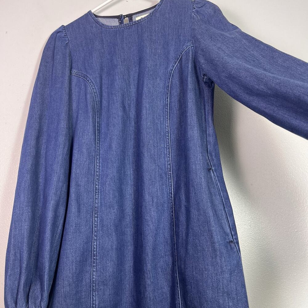 Boden denim Dress Sz 6 Blouson Shift Tencel Chambray Long Sleeve Babaydoll Sprin - Picture 4 of 14